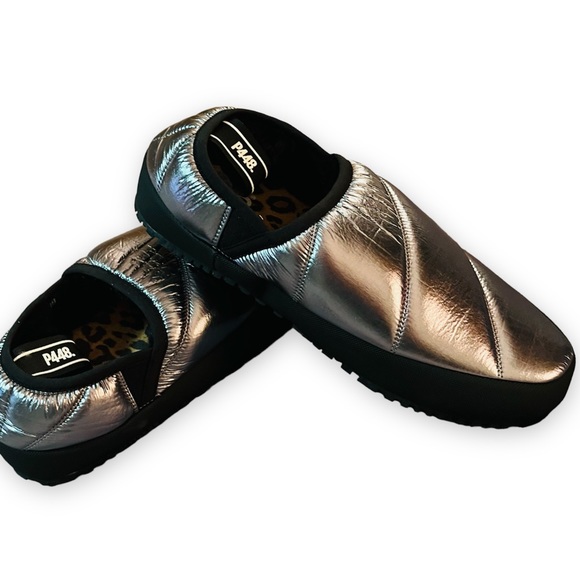 P448 Shoes - P448 Slip On Sneaker Silver Faux Fur Lining Silver Black 38